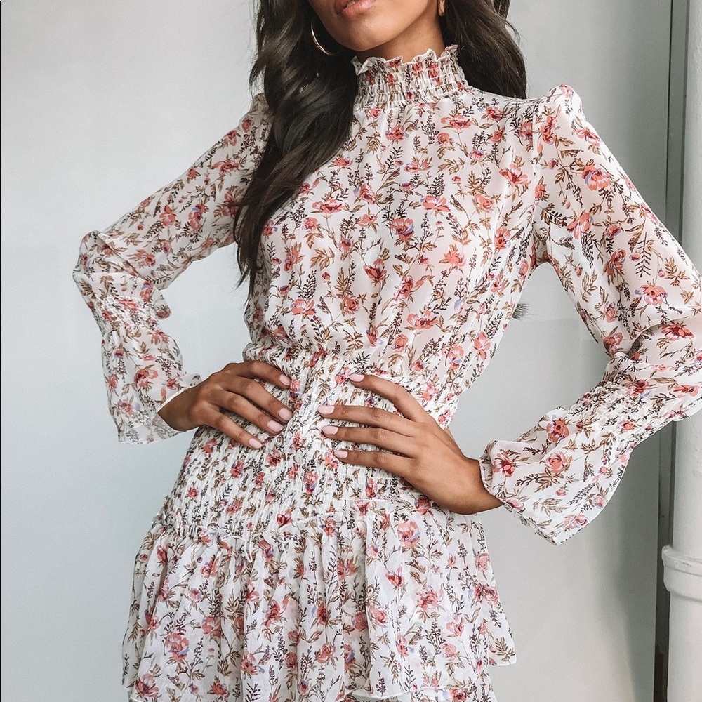 High Neck Floral Dress
